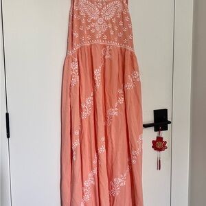 Peach Embroidered Maxi Dress